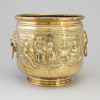 An 18th/19th century brass flower pot.