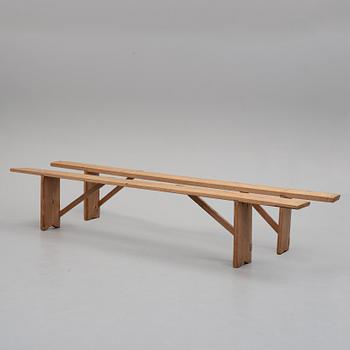 A pair of benches, ca 1900.