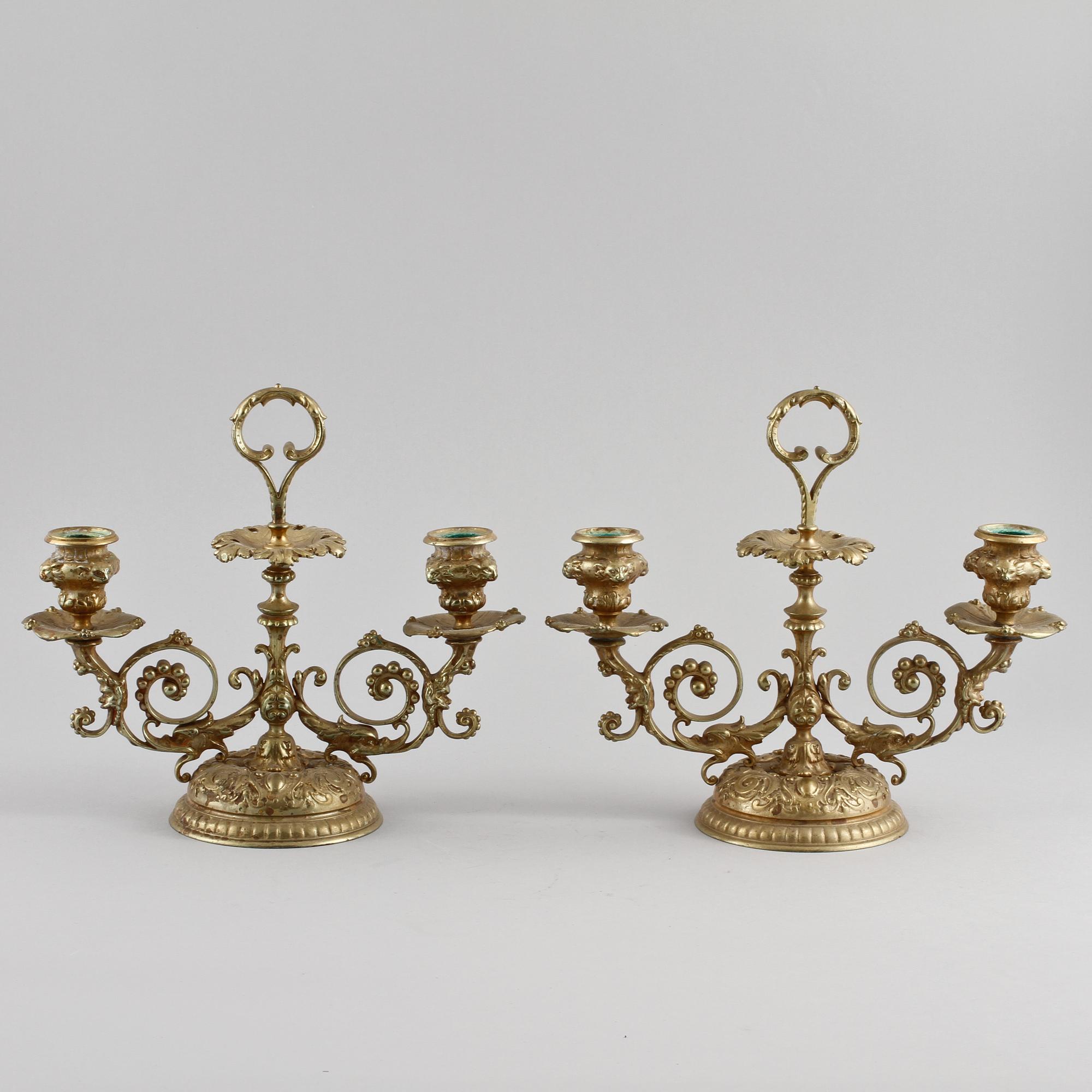 KANDELABRAR, ett par, omkring sekelskiftet 1900.