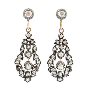 403. A pair of 19th century silver earrings set with rose-cut diamonds.