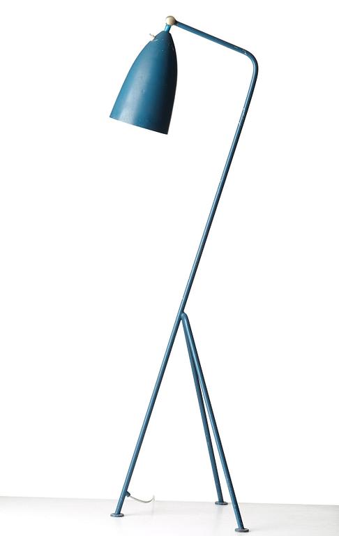 Greta Magnusson Grossman, a "G-33" (Grasshopper), blue lacquered floor light, Bergbom's, Sweden 1950's.