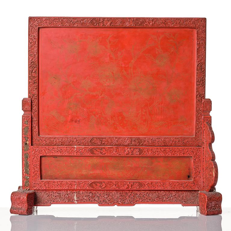 A red lacquer screen, Qing dynasty, 19th Century.