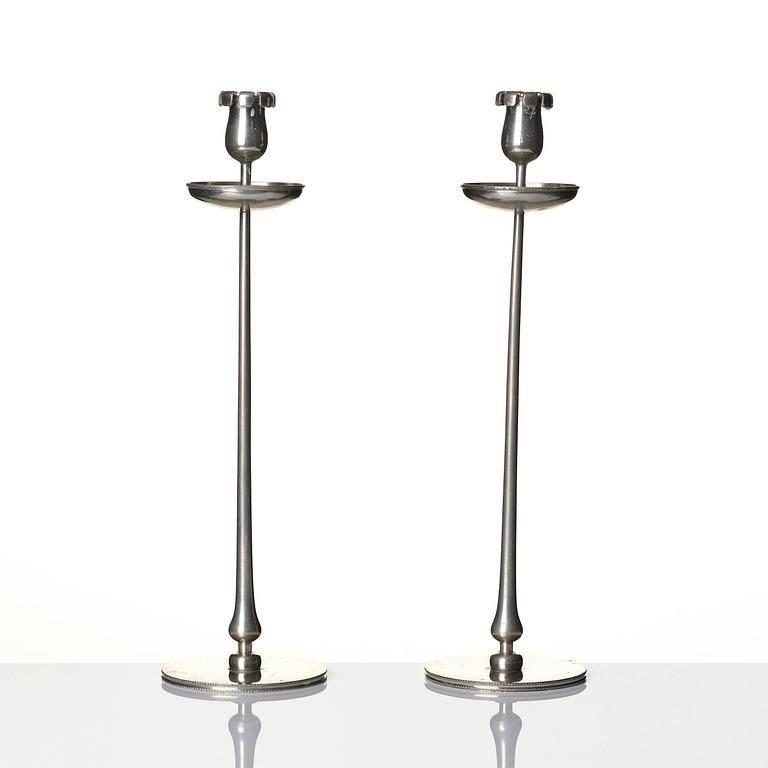 Josef Frank, a pair of pewter candlesticks, Firma Svenskt Tenn, Stockholm, 1956.