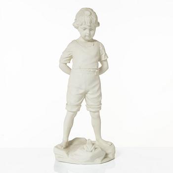 A biscuit porcelain sculpture, 'Pojke med groda', Gustafsberg 1913.