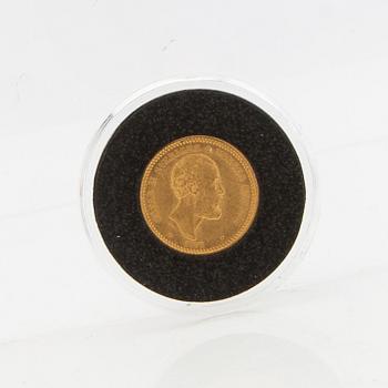 Gold coin Sweden, Oscar II 10 kr, 1873.