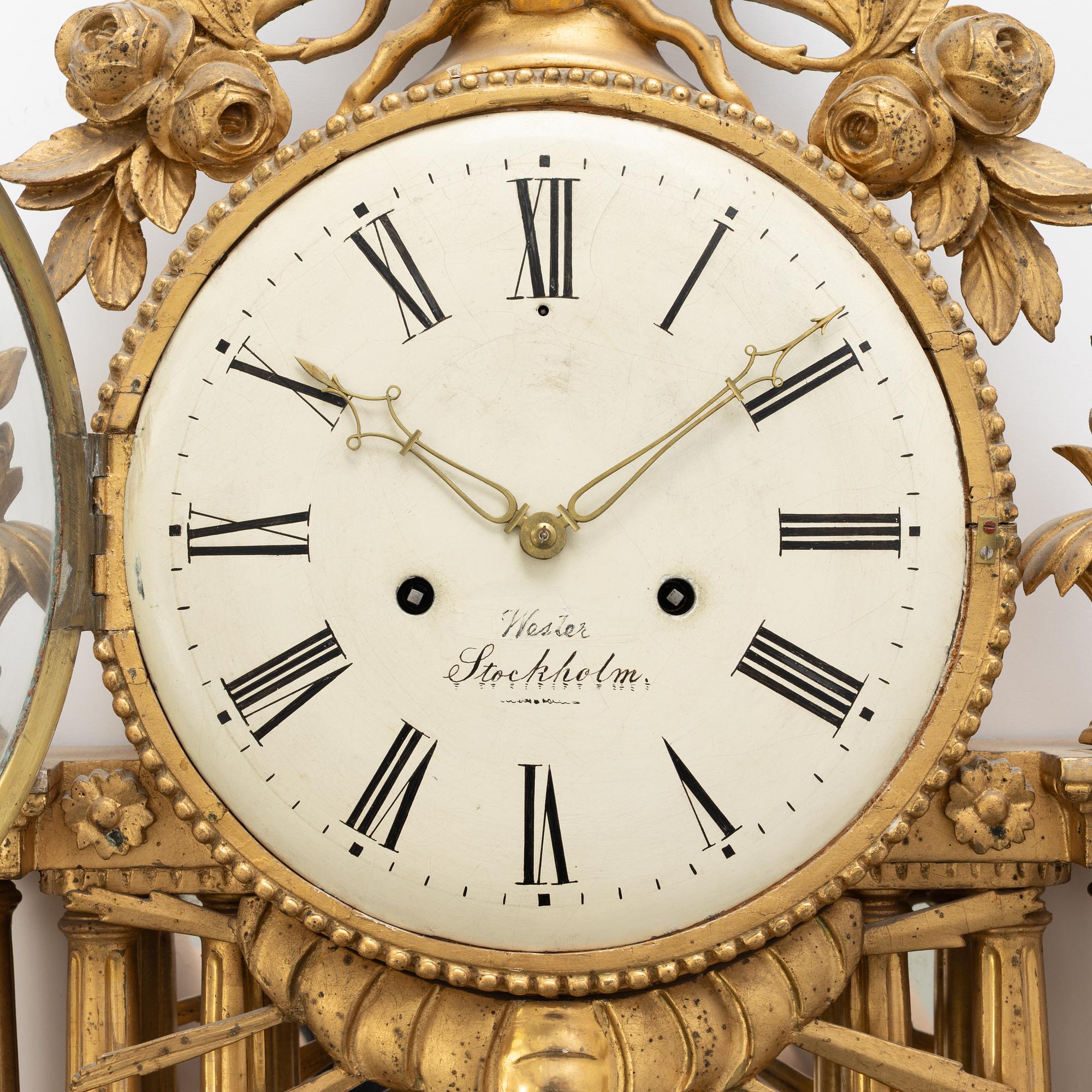 Wall clock, late Gustavian, late 18th century.