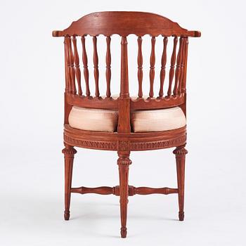 A carved Gustavian commode chair by J. Hammarström (master 1794-1812).