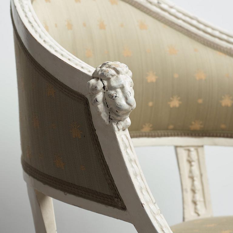 A pair of late Gustavian armchairs, early 19th century.