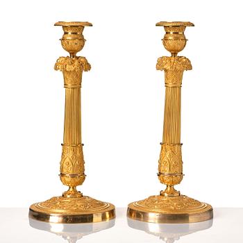 A pair of French Empire candlesticks, beginning of the 1800's.