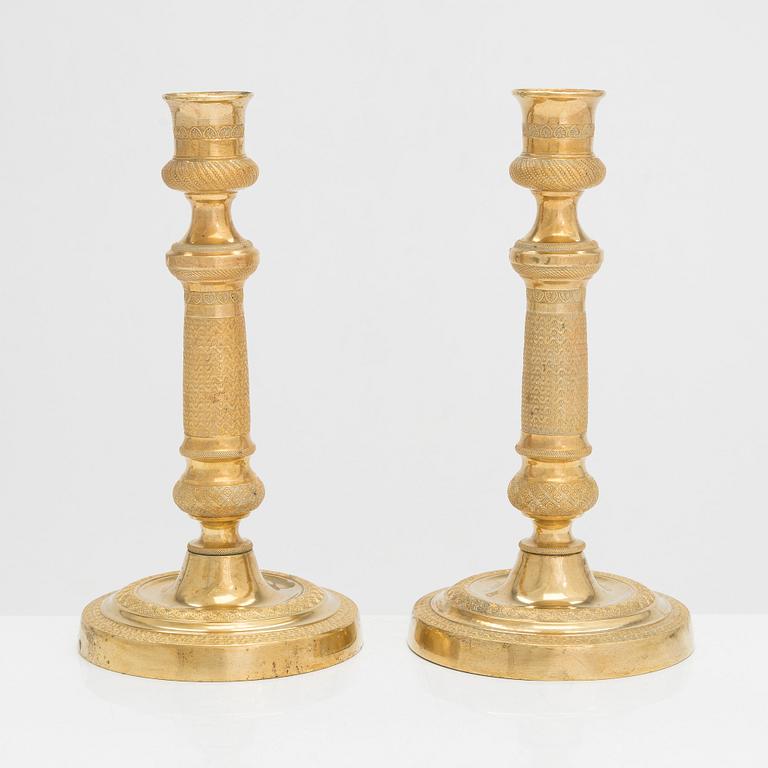 Ljusstakar, ett par, empirstil, 1800-talets andra hälft.