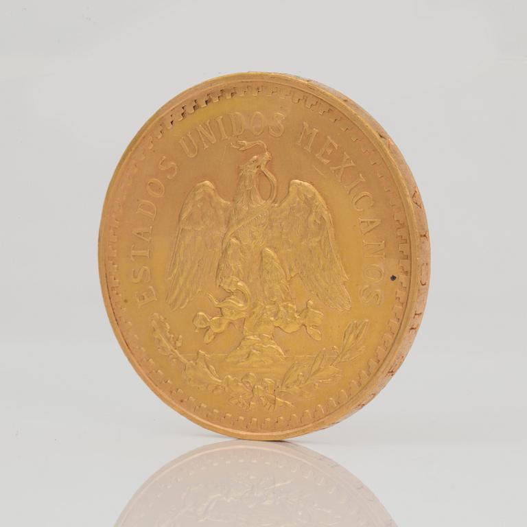 GULDMYNT, 50 Pesos Estados Unidos Mexicanos, Oro Puro. 21k, vikt ca 41 g.