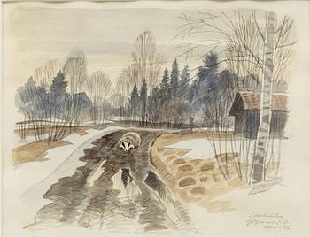 Gunnar Brusewitz, Spring Winter Landscape with Badger.