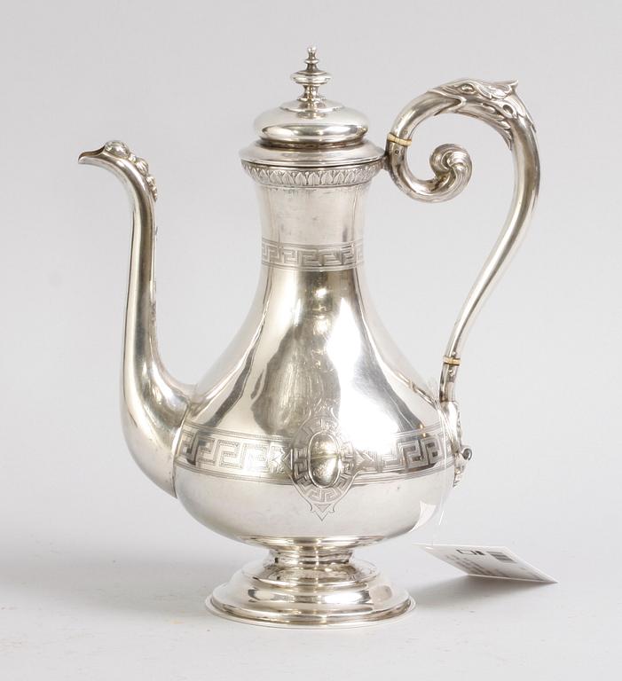 KAFFEKANNA, silver, nyrenässans, Gustaf Theodor Folcker, Stockholm 1874.