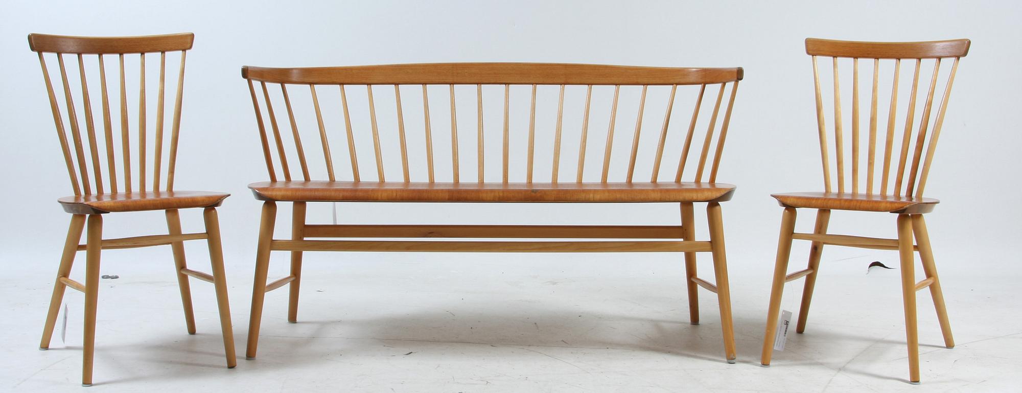 SOFFA, samt STOLAR, ett par, "Florett"-serien, Bröderna Wigells Stolfabrik AB, Malmbäck, 1950/1960-tal.