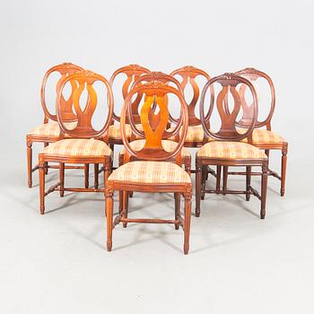 A mid 1900s Gustavian style mahogany 9 pcs dining set.