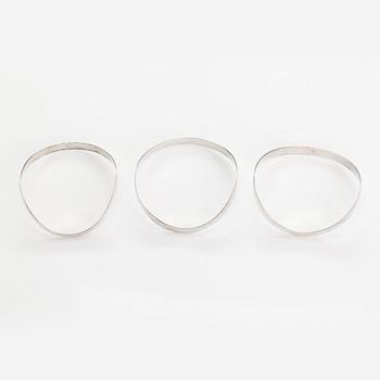 Paula Häiväoja a 3-piece silver bracelet, Pentti Roos, Helsinki, Finland 1967.