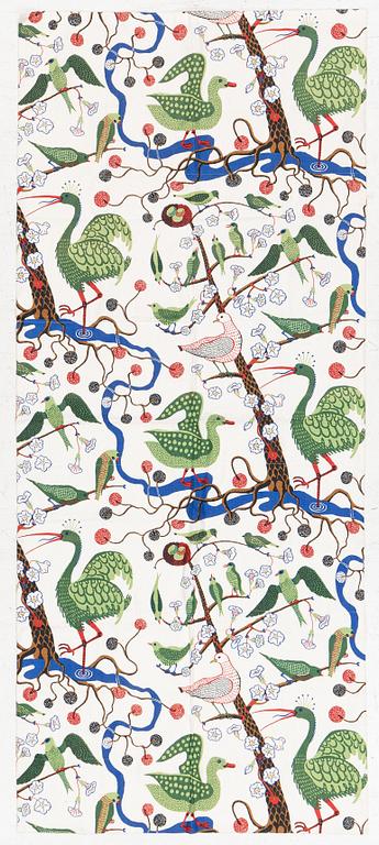 Josef Frank, jalusigardin, "Gröna fåglar", Firma Svenskt Tenn.