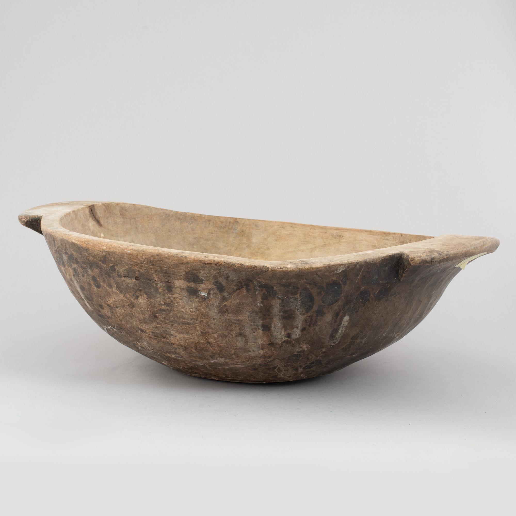 A large wooden bowl, Sweden, 19th century.