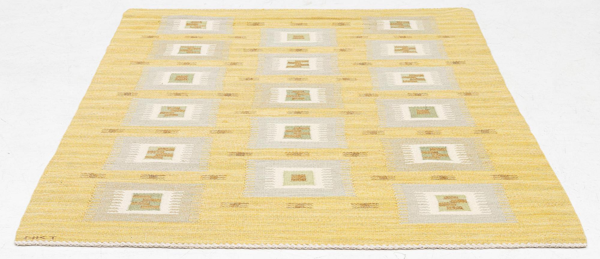 Svea Norén, matta, "Solros", rölakan, ca 200 x 142 cm, signerad NKT (Nordiska Kompaniets Textilkammare).