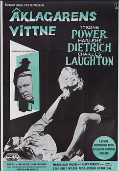 Gösta Åberg, a vintage movie poster 'Åklagarens vittne (Witness for the Prosecution)', 1957.