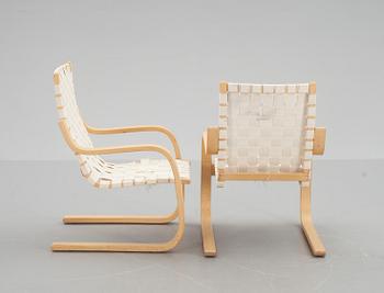 FÅTÖLJER, ett par, "Modell 406", Alvar Aalto, för Artek, Finland.