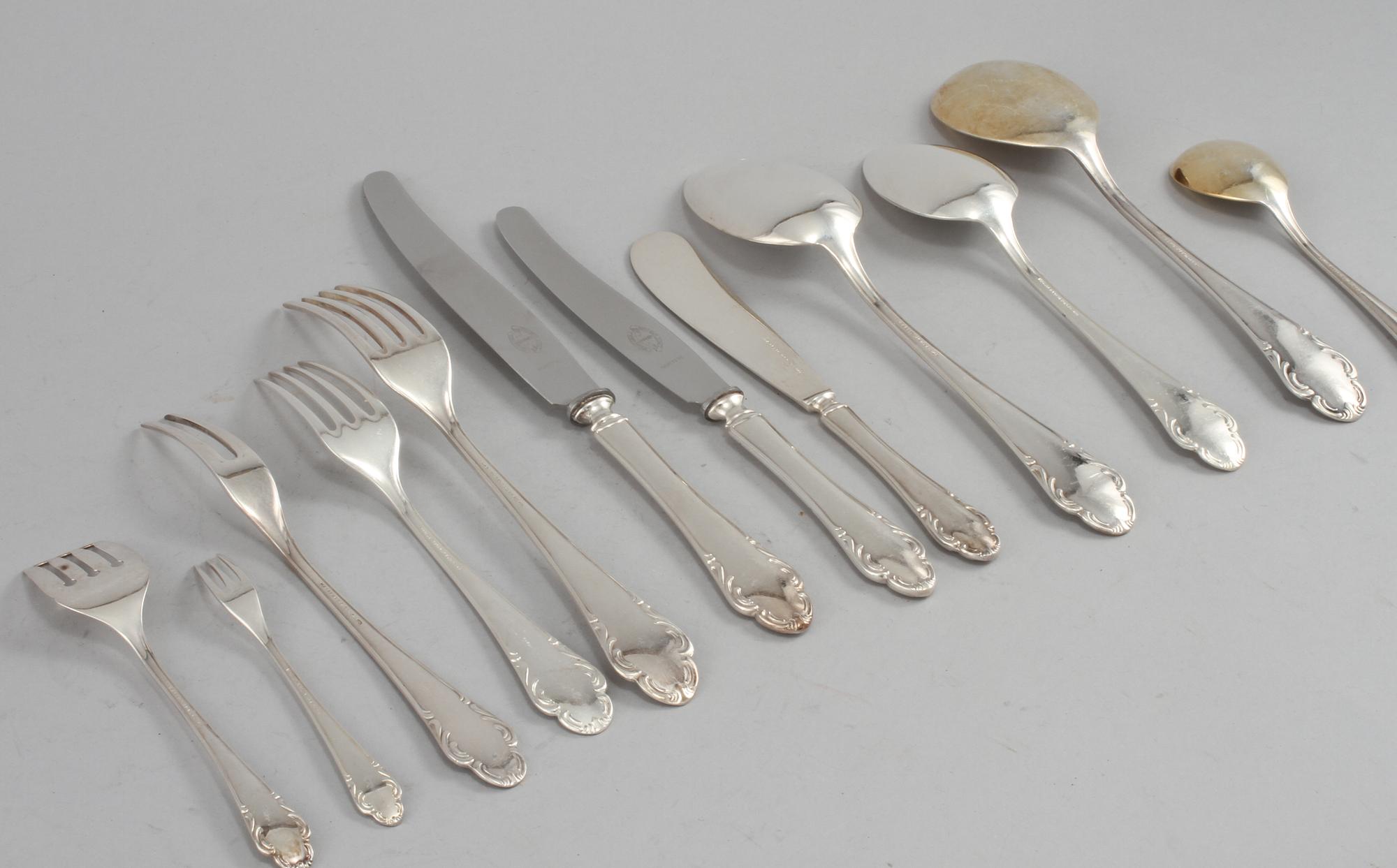 BESTICKUPPSÄTTNING, 85 delar, nysilver, "Haga", 1900-tal.