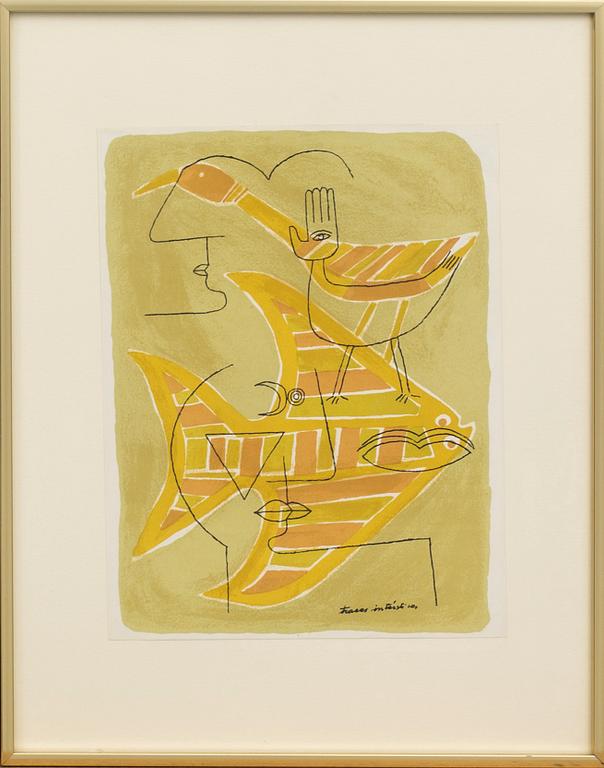 VICTOR BRAUNER, färglitografi, ur XX:e siècle nr 22 1963, tryckt hos Mourlot Paris.