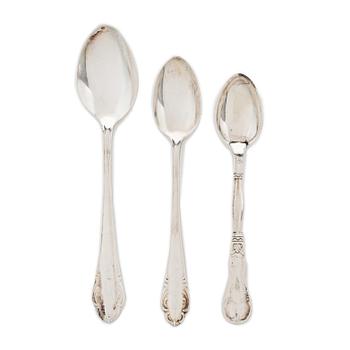32 silver tea and coffee spoons, two diffrent models, Sweden, 20th century.