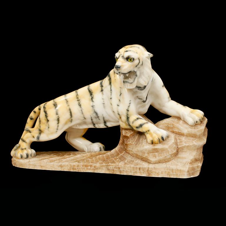 SKULPTUR, alabaster, omkring år 1900.
