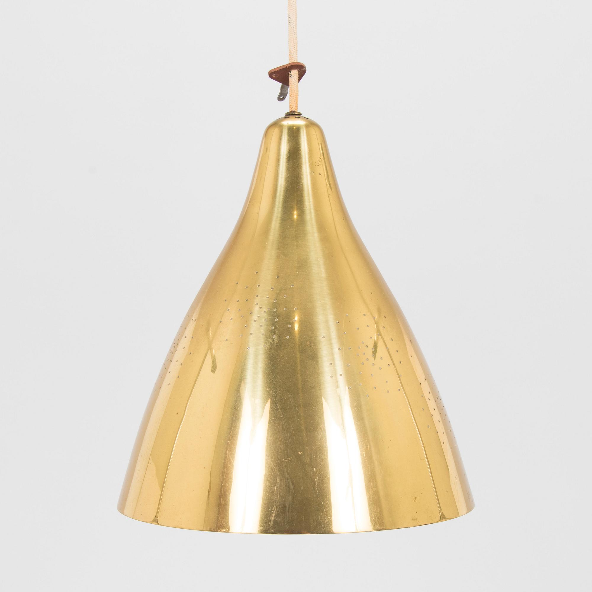 Lisa Johansson-Pape, taklampa, mässing, modell 1314, Stockmann Orno, 1900-talets mitt.