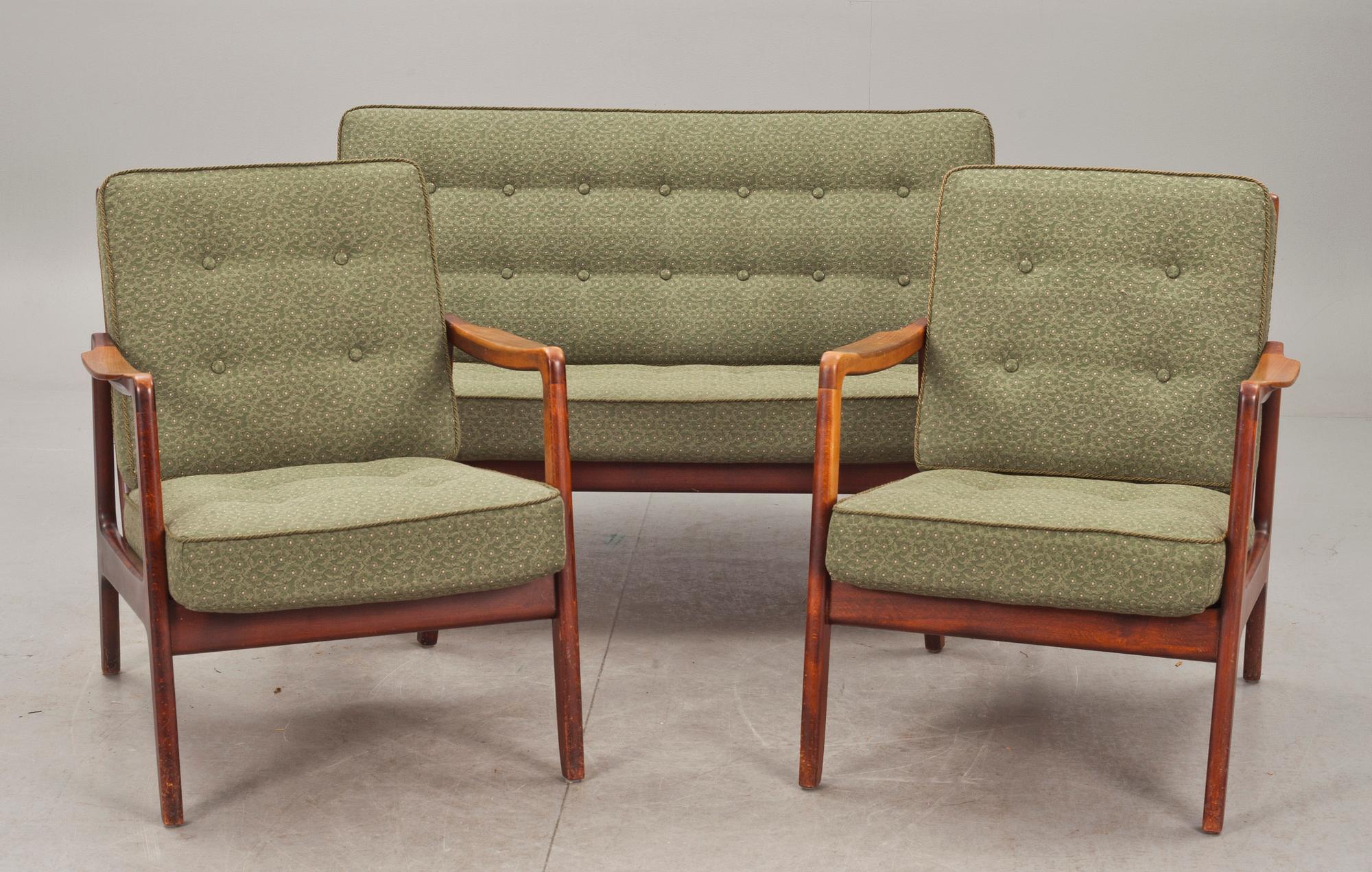 SOFFGRUPP, 3 delar, Peter Hvidt & Orla Mølgaard Nielsen, France & Daverkosen, Danmark.