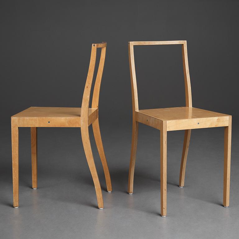 Jasper Morrison, a dining table and six birch laminate "Ply chairs / Open back" by Jasper Morrison, Vitra, 1988-89.