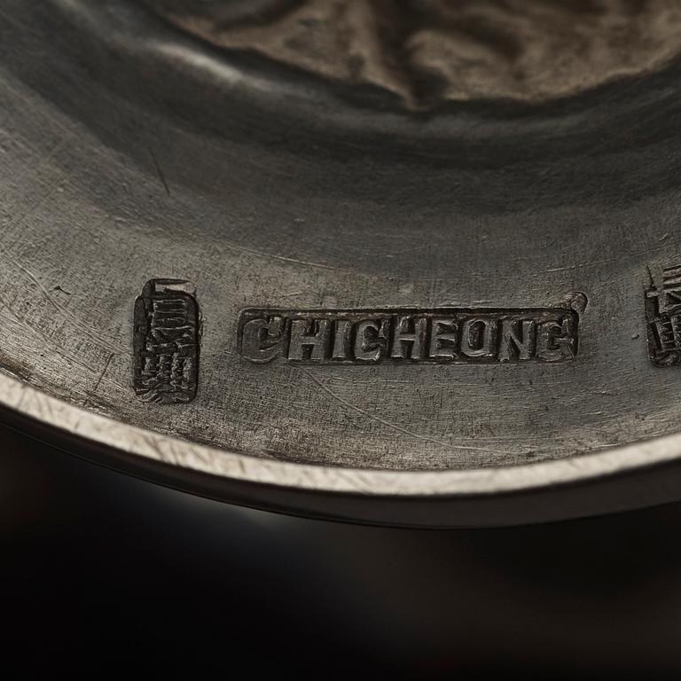 A set of three Chinese Export Silver chalices, by Chicheong, and Sing Fat, Canton, early 20th Century.