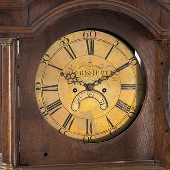 A longcase lock, England, late 18th century, the dial signed Donisthorpe.