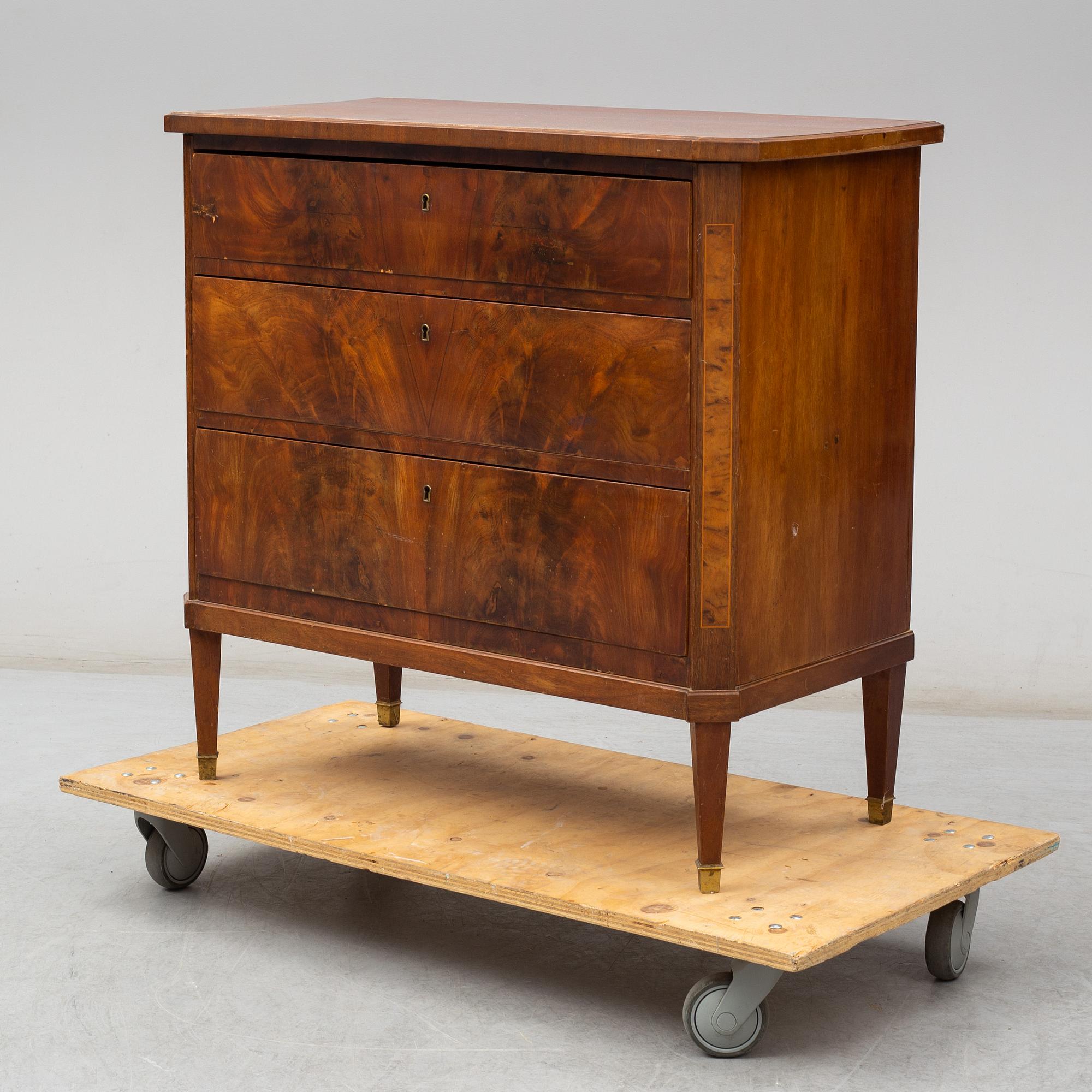 A Gustavian style chest of drawers, late 19th century.