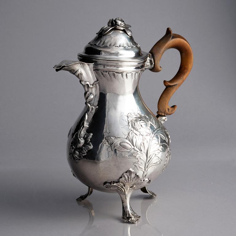 A Swedish Rococo silver coffee-pot, mark of Zacharias Ekfelt, Arboga 1771.