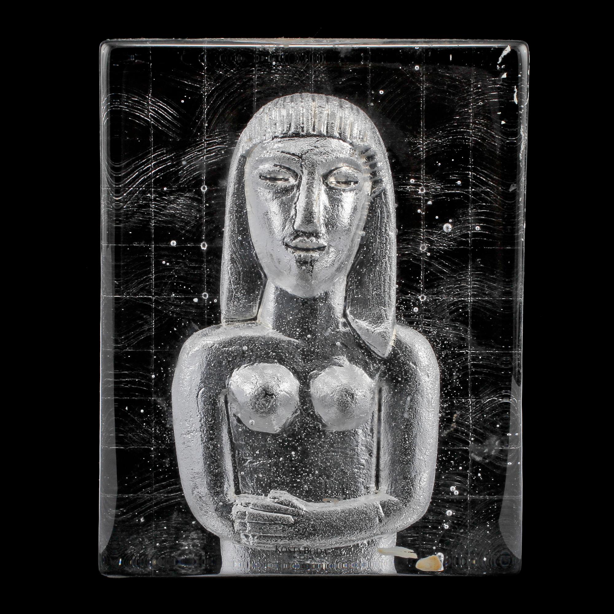 SKULPTUR, glas, Bertil Vallien, Kosta Boda, signerad, sent 1900-tal.