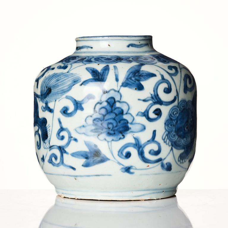 A blue and white jar, Ming dynasty (1368-1644).