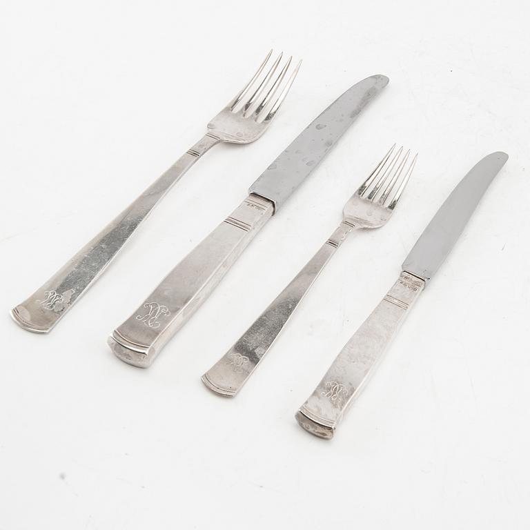 Jacob Ängman, cutlery 47 pcs, "Rosenholm" silver, Stockholm 1950s.