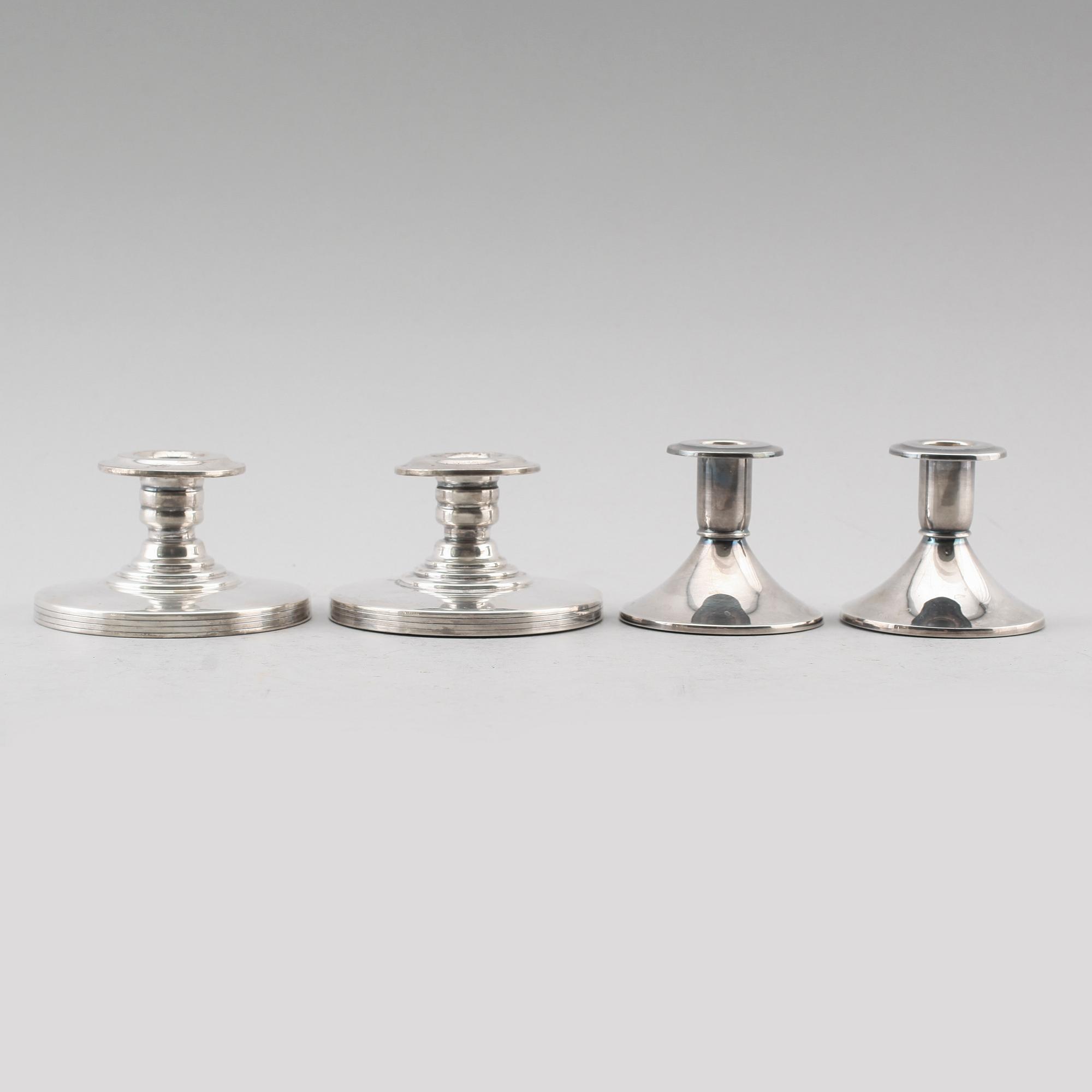 LJUSSTAKAR, 2 par, silver, 1900-talets första hälft.
