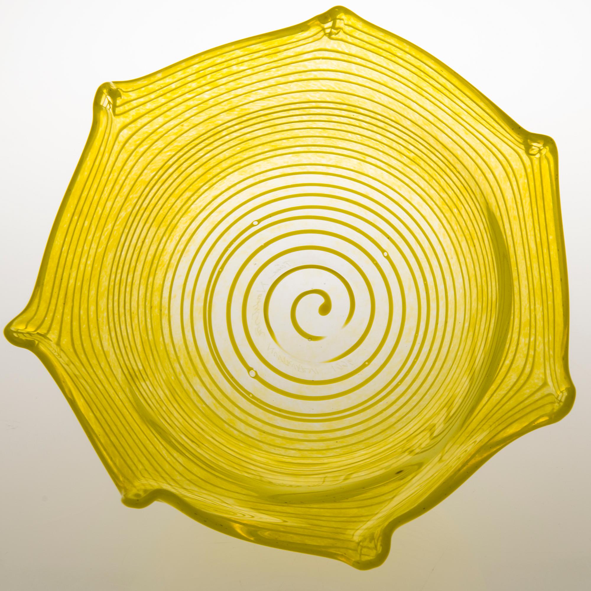 TIINA NORDSTRÖM, a 'Sun stripe' art glass signed Tiina Nordström Nuutajärvi 1996.