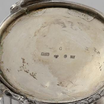 KAFFESERVIS, 3 delar, silver, empirestil, troligen AG Dufva, Stockholm,  1908/1909. Total vikt 935 g.