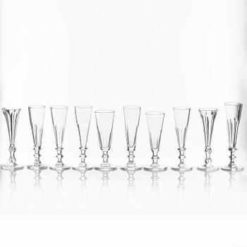 A set of 10 champagne glasses, first part of the 19th Century.