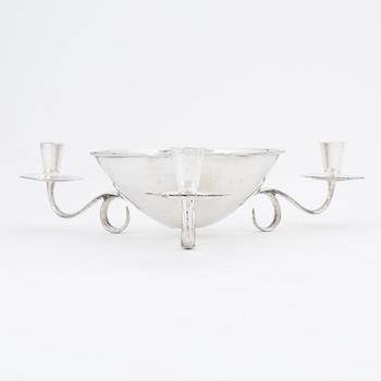 A silver candelabra with bowl, Jose Marmolejos, Tane, Mexico, 20th century.