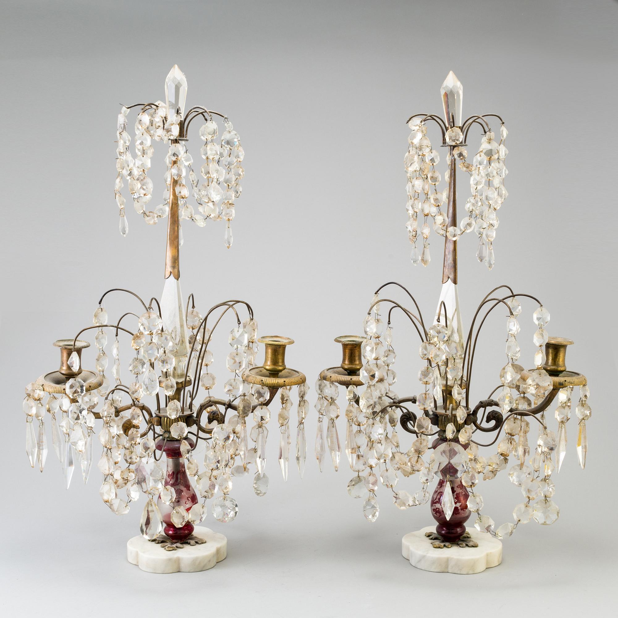 A PAIR OF EARLY 20TH CENTURY GIRANDOLES.