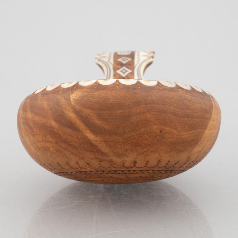 Lars Levi Sunna, a birch an reindeer horn cup signed.