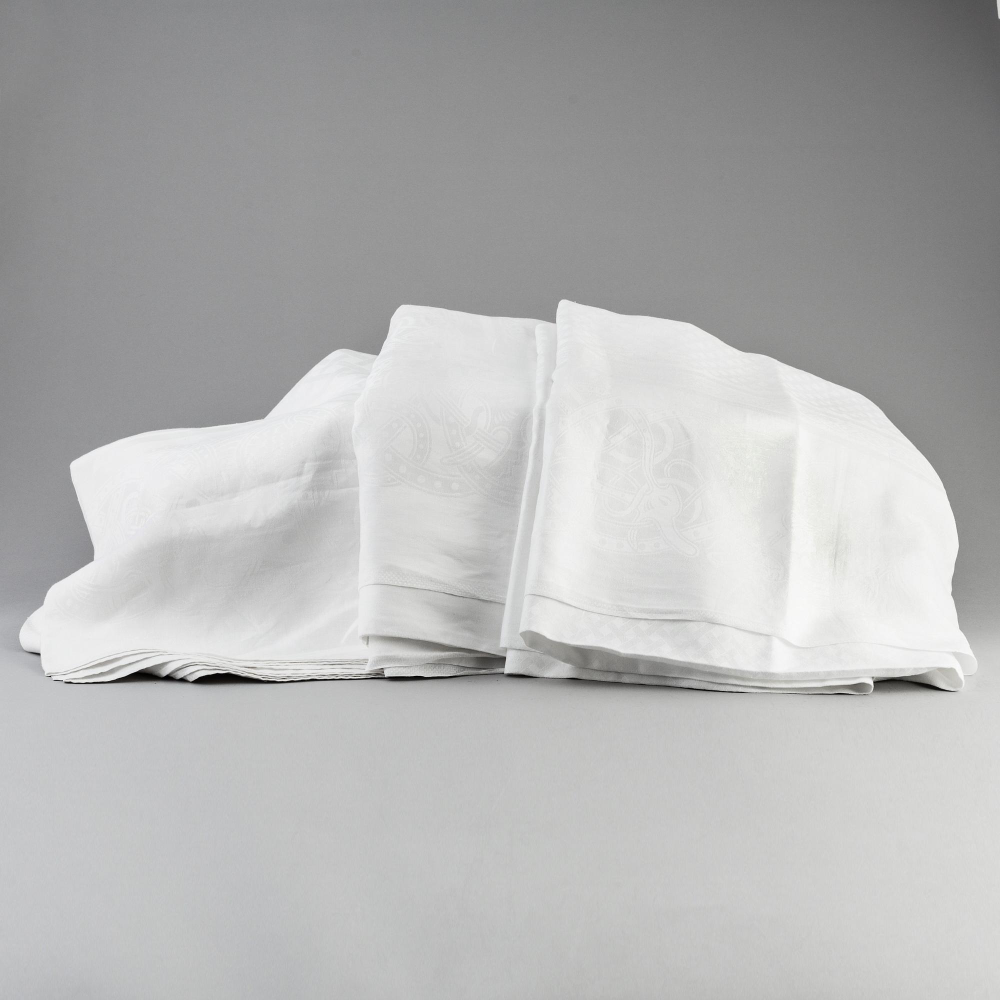 SIGNE SOHLMAN, after, 3 tabelcloths,  Linen damask. Early 20th century.