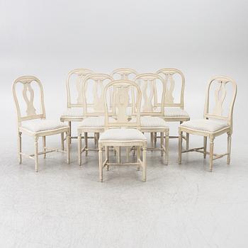 Eight Gustavian style chairs, late 20th Century.