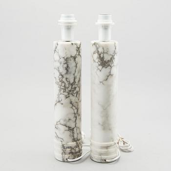 BERGBOM'S, a pair of white marble table lamps, Sweden 1960's.