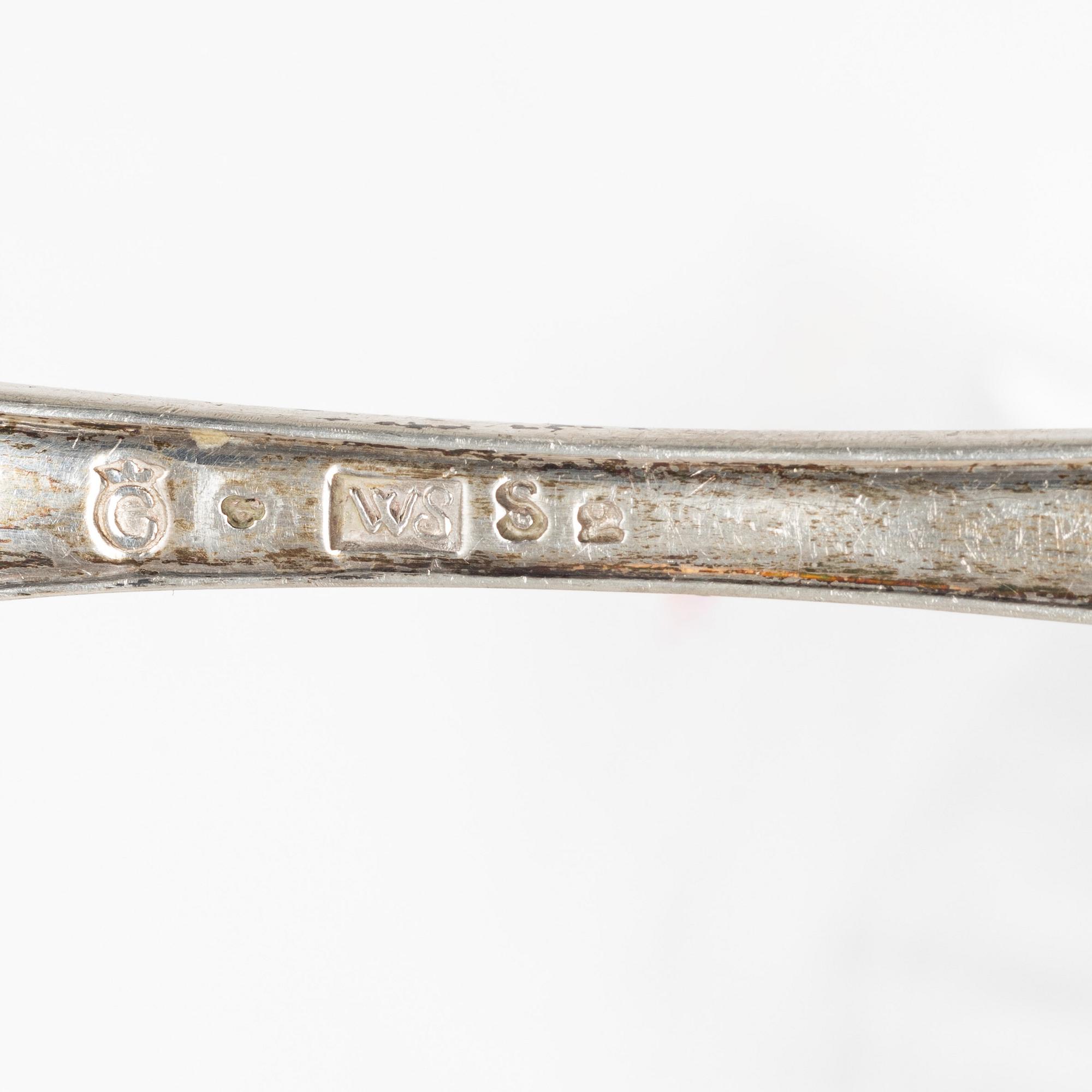 four silver serving utensils, Sweden, including Wilhelm smedberg, Karlstad, 1800.